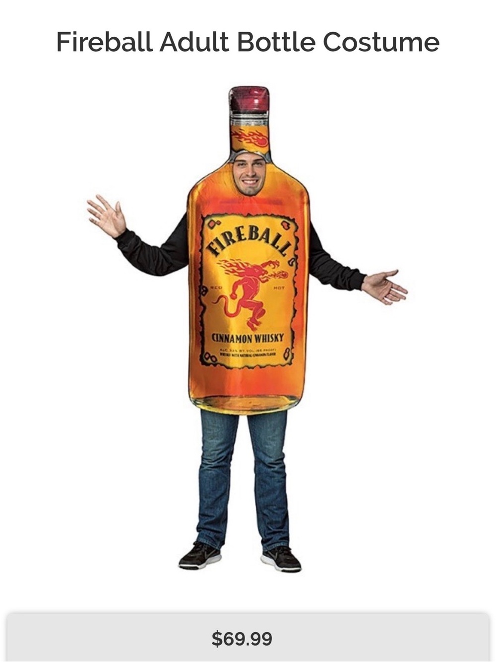 Fireball whiskey adult costume OS 🎃🥃